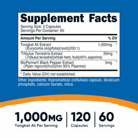 Capsule végétarienne de Nutricost Tongkat Ali 1 000mg