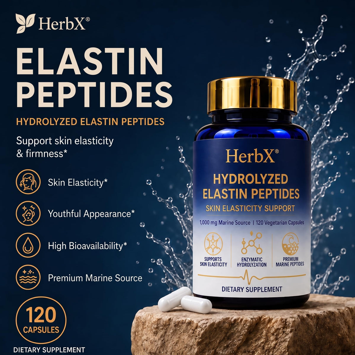 Capsule végétarienne HerbX de 1000mg de peptides marins
