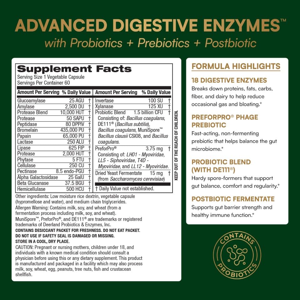 Capsule végétarienne Multi-Enzymes Purity Products sur fond blanc