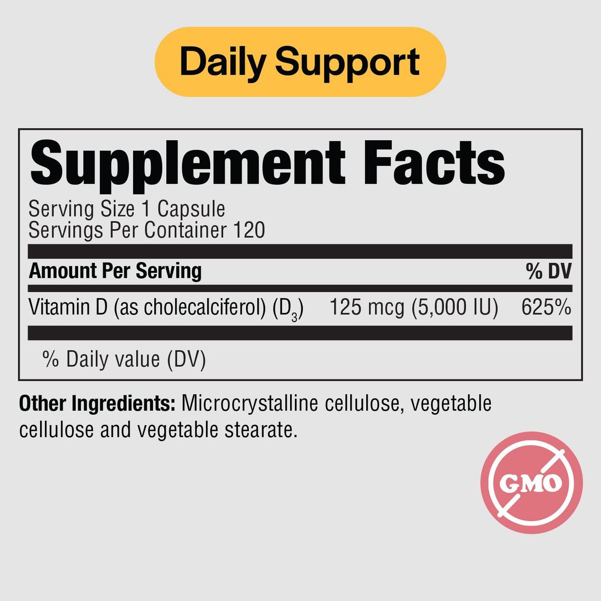 Capsule végétarienne PureFormulas Vitamine D3 5000 IU vue de près