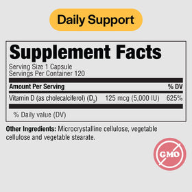 Capsule végétarienne PureFormulas Vitamine D3 5000 IU vue de près