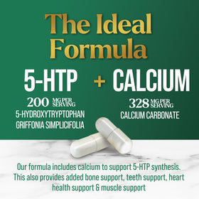Capsules 5-HTP Nature's Nutrition sur une surface en bois
