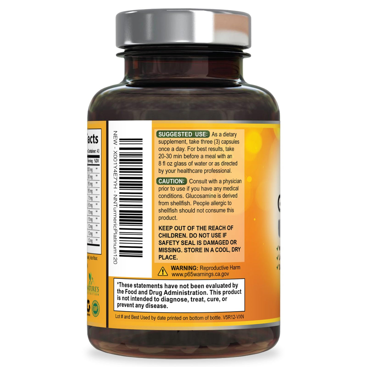 Capsules à l'intérieur de la bouteille de Curcuma Nature's Nutrition