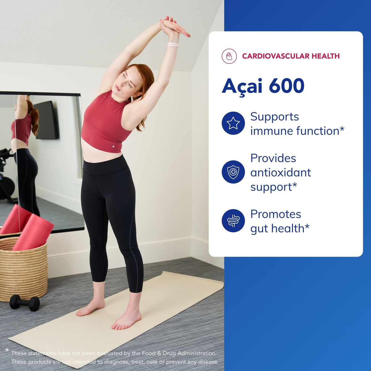 Capsules Acai 600 de Pure Encapsulations sur une surface blanche