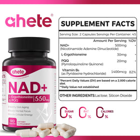 Capsules Ahete NAD sur une surface blanche