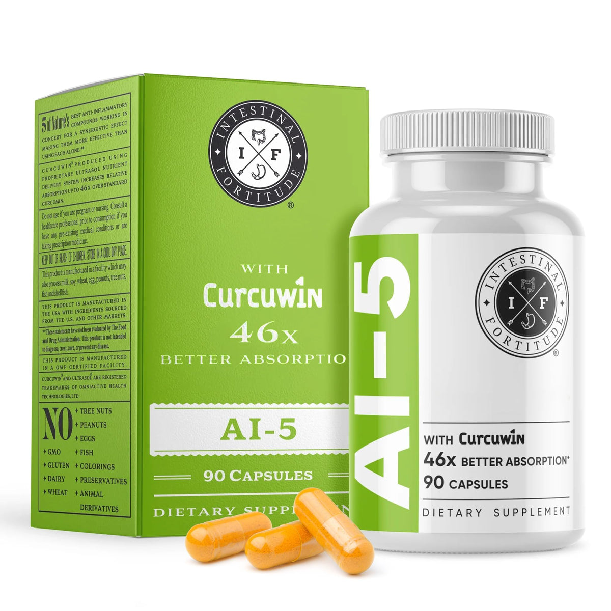 Capsules AI-5 d'Intestinal Fortitude en vue de face