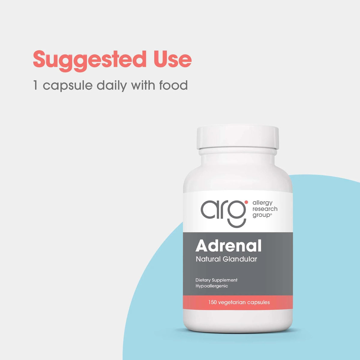 Capsules Allergy Research Group Adrenal Cortex, présentation sur fond blanc