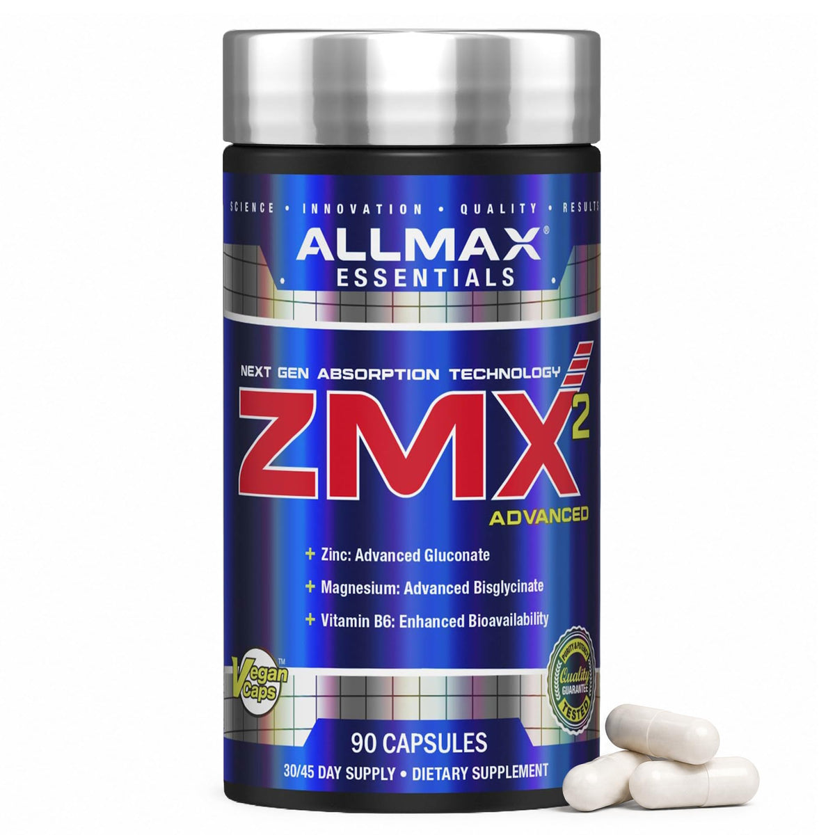 Capsules ALLMAX ZMX2 Zinc Magnésium Vitamine B6 vue de face