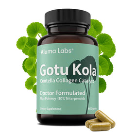 Capsules Aluma Labs Gotu Kola, vue de face avec packaging