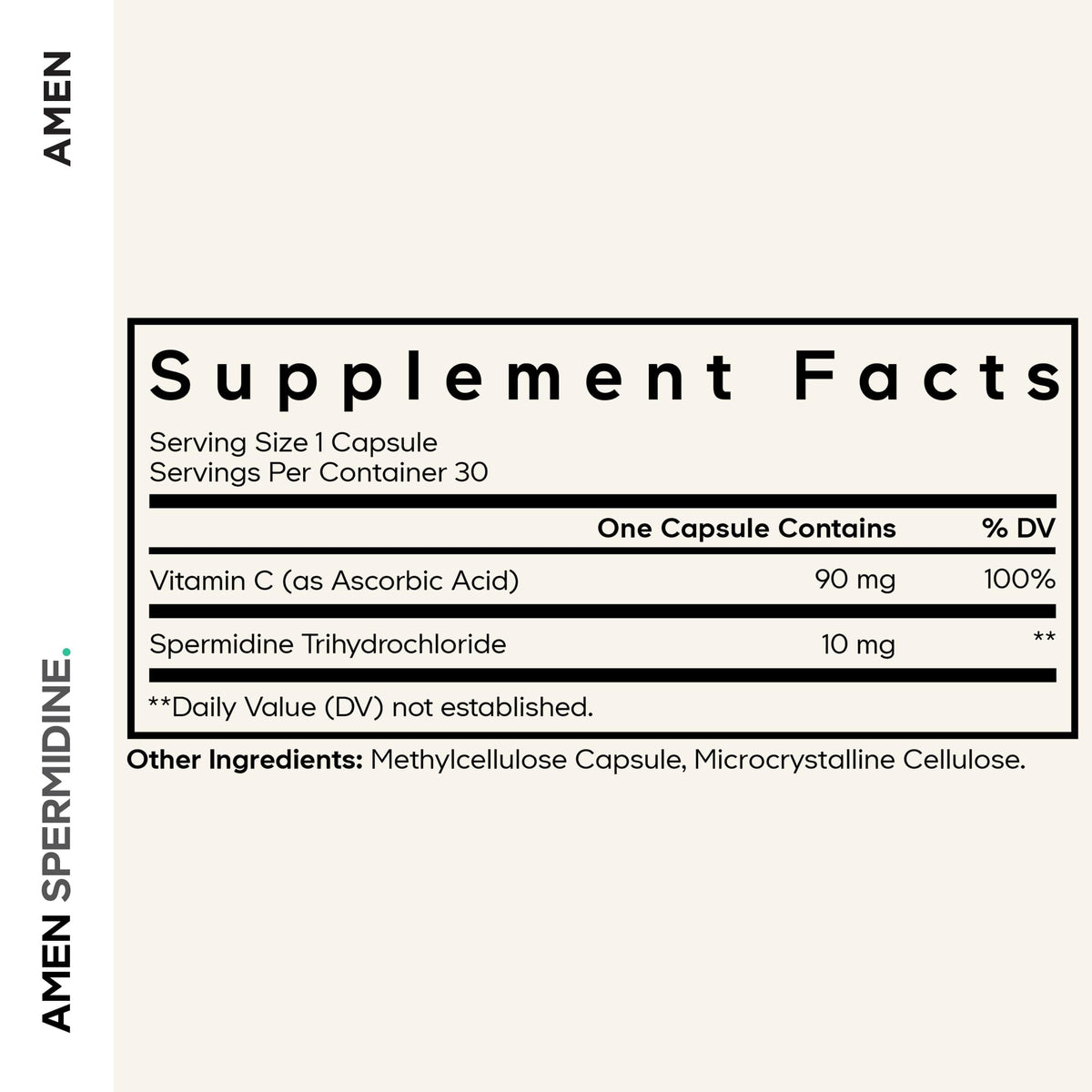 Capsules Amen Spermidine et Vitamine C sur une table
