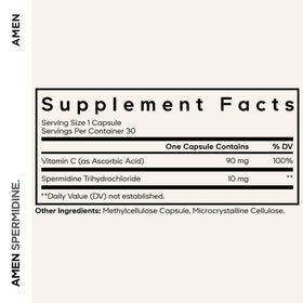 Capsules Amen Spermidine et Vitamine C sur une table