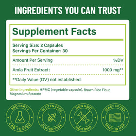 Capsules Amla Bio Marvella Wellness avec des fruits d'Amla