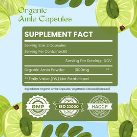 Capsules Amla Hebhac Herbs 120 g vue de côté montrant la forme des capsules