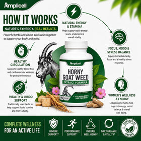 Capsules Amplicell Horny Goat Weed sur une surface blanche