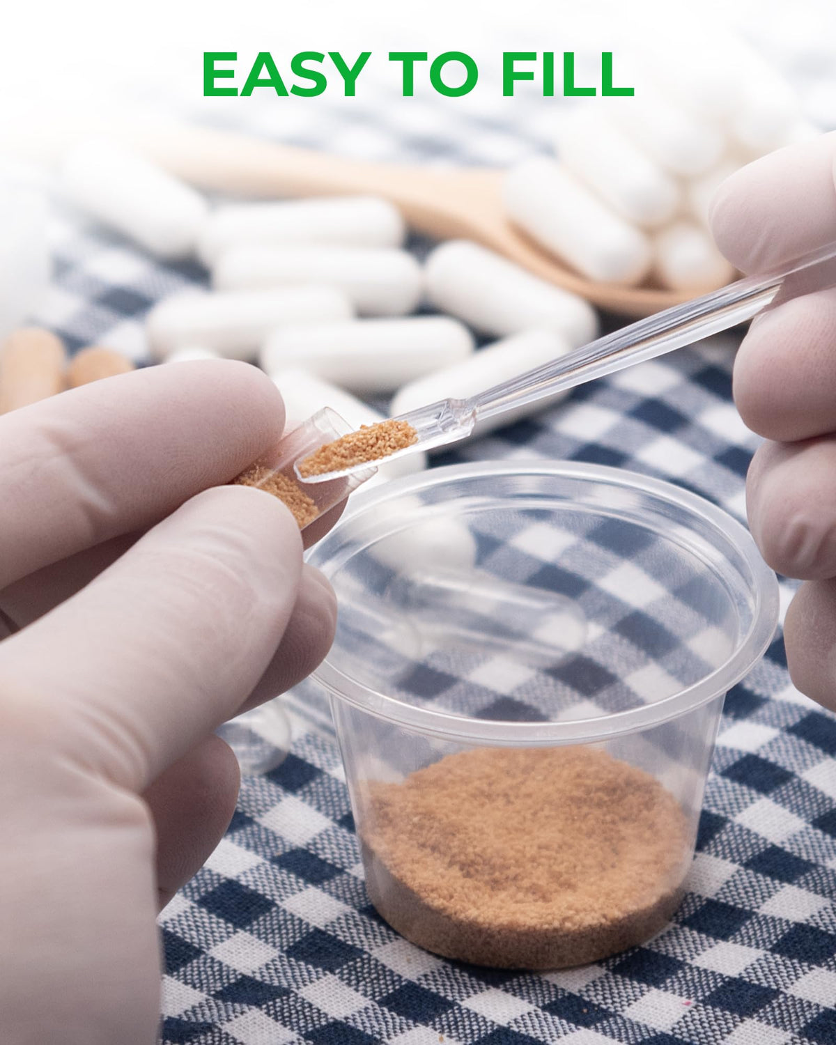 Capsules Angtai JN vides taille 2, présentation sur une table