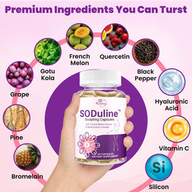 Capsules anti-cellulite avec melon français en arrière-plan