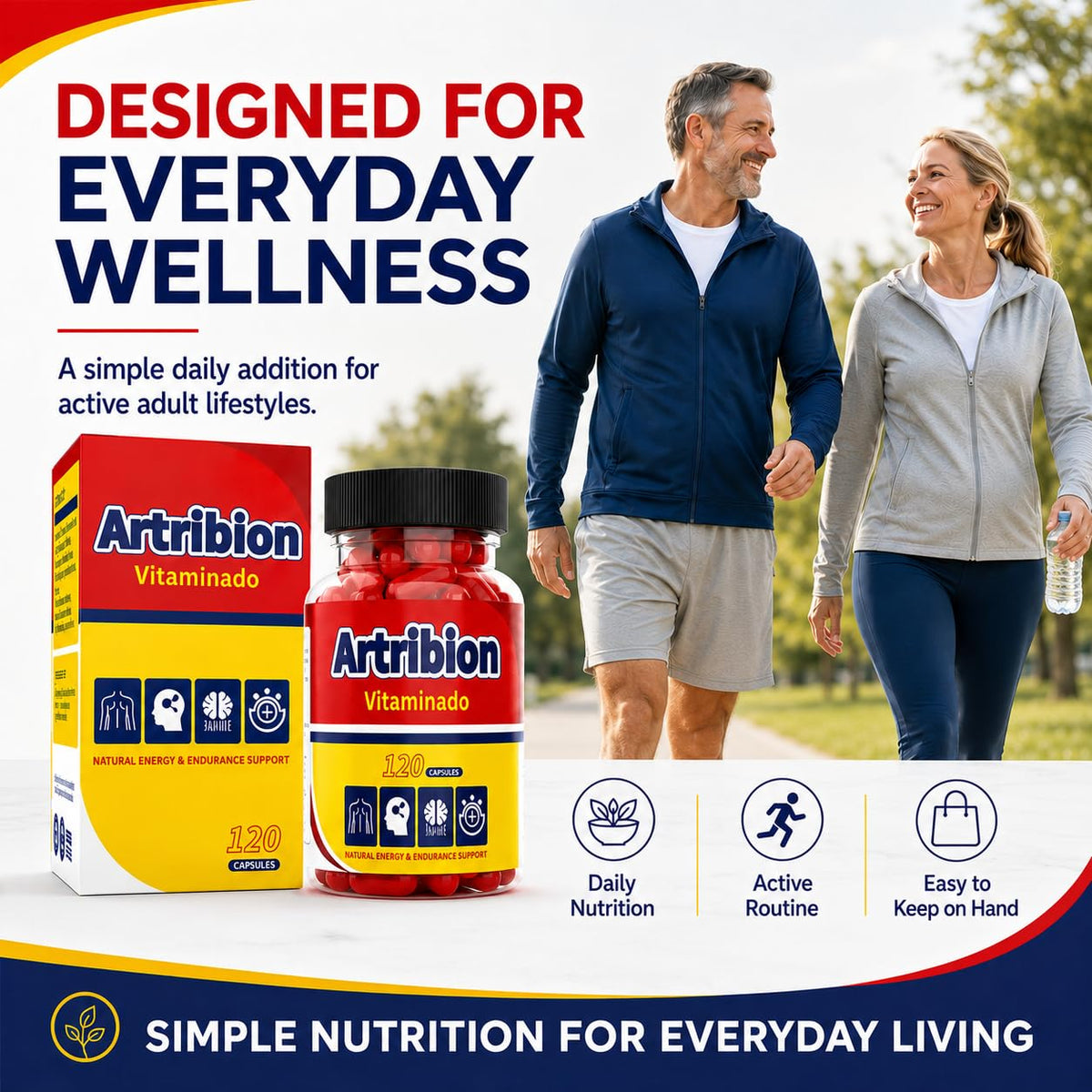 Capsules Artribion Vitaminado MAX 120 dans un pot transparent