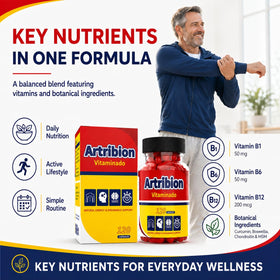 Capsules Artribion Vitaminado MAX sur une table en bois