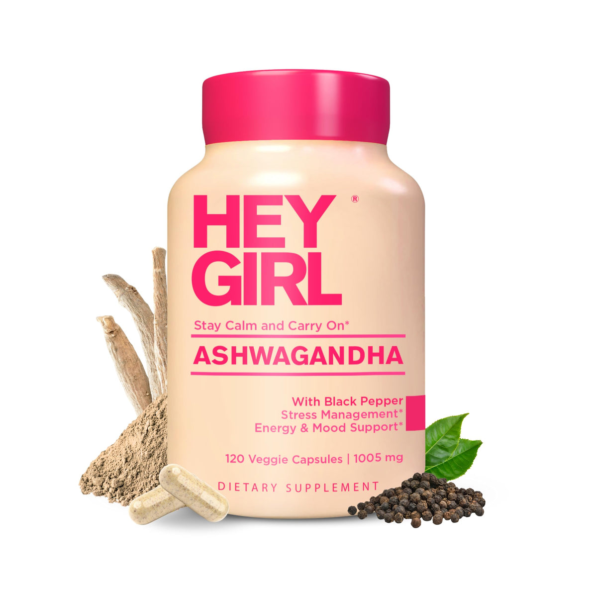 Capsules Ashwagandha 1000mg de Hey Girl Tea en bouteille