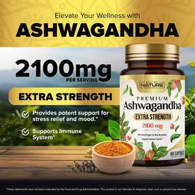 Capsules Ashwagandha 2100mg sur fond blanc