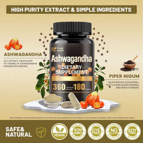 Capsules Ashwagandha SoundHealth à côté d'une main pour échelle