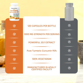Capsules Awjsde Curcuma 1000mg dans un verre