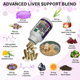 Capsules AyBet Glutathione et Chardon-Marie 32-en-1 sur fond blanc