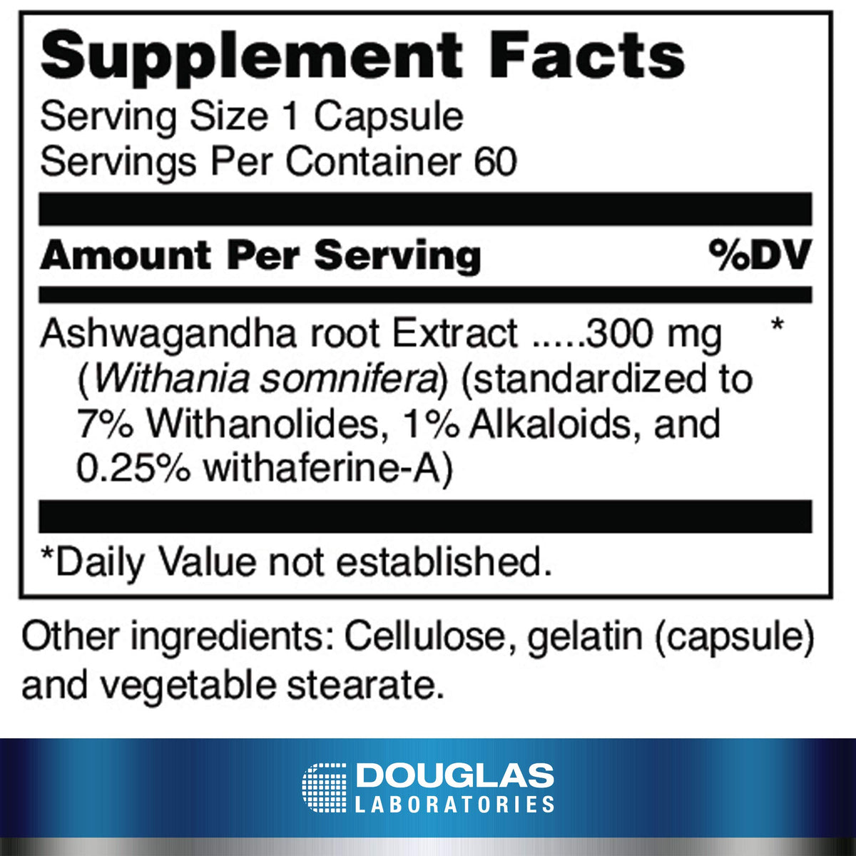 Capsules Ayur-Ashwaganda Douglas Laboratories sur une surface blanche