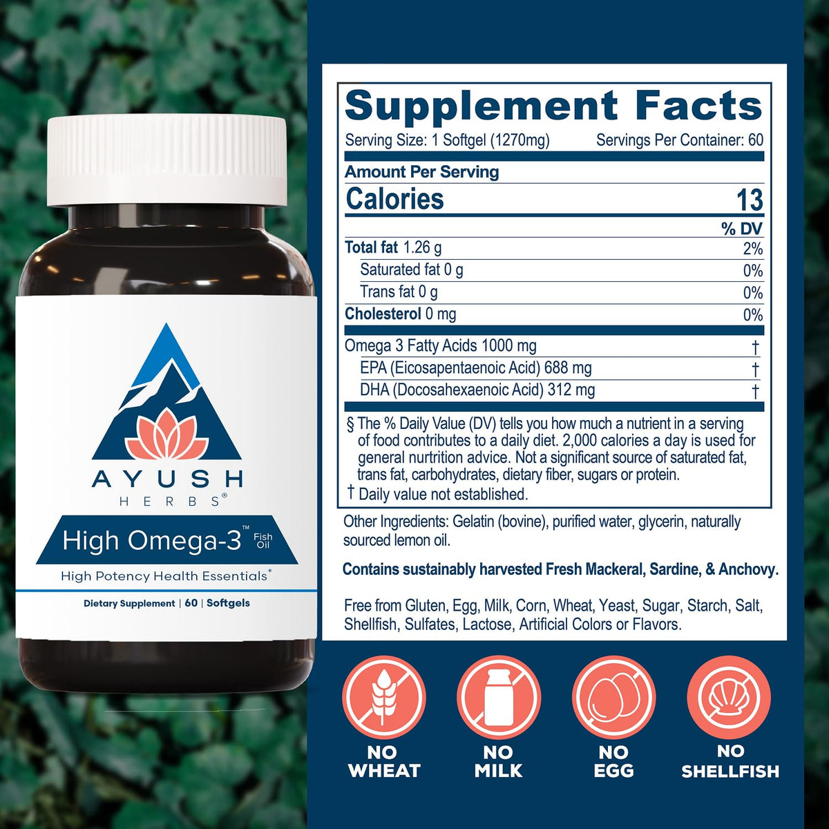 Capsules Ayush Herbs Omega 3 avec arôme de citron