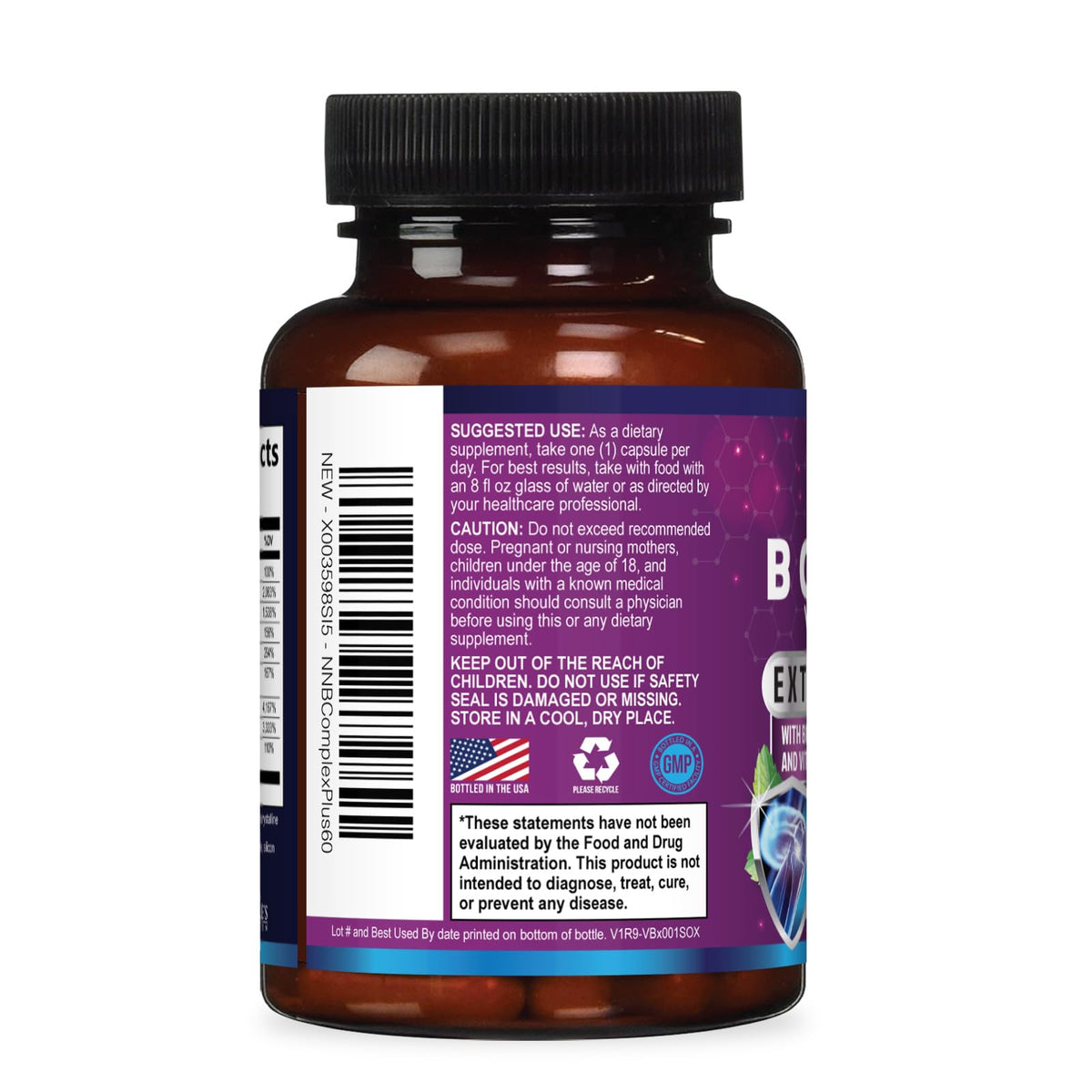 Capsules B Complex Nature's Nutrition en gros plan