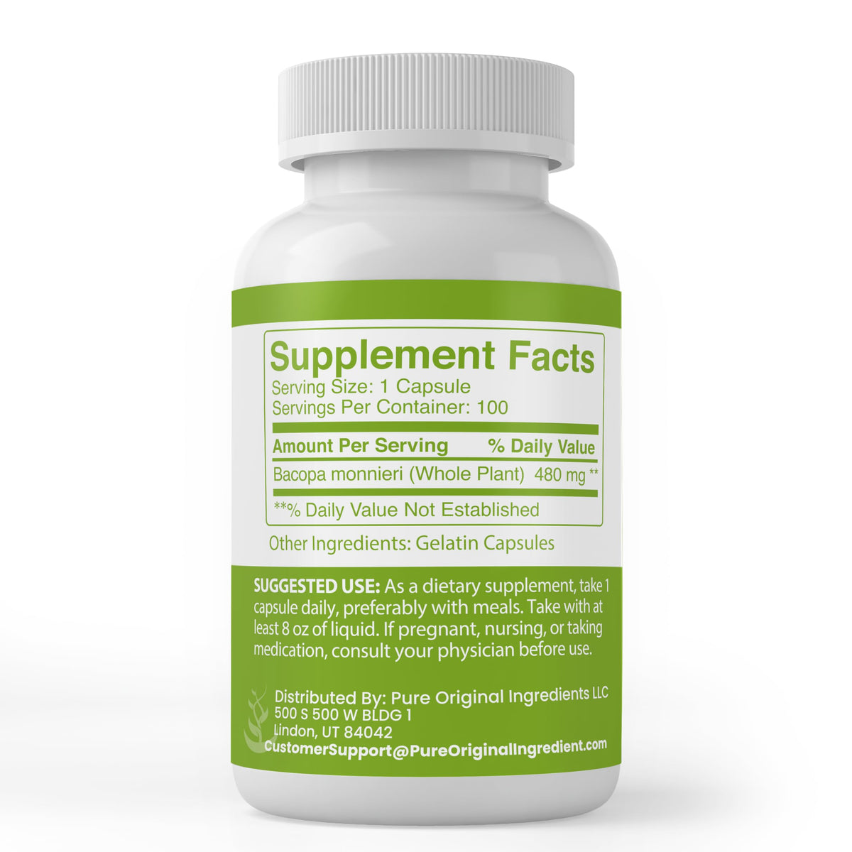 Capsules Bacopa Monnieri sur une table avec feuillage
