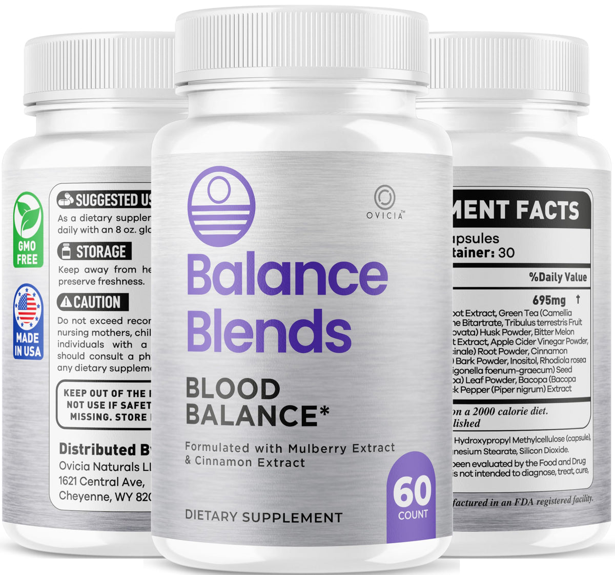 Capsules Balance Blends d'OVICIA sur une table en bois