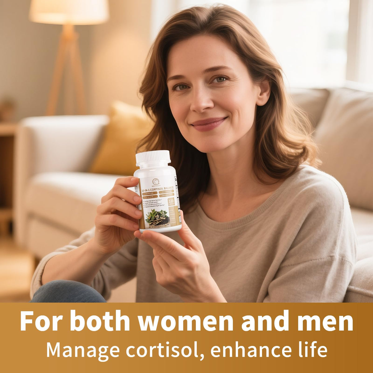 Capsules BBEEAAUU Cortisol 10-en-1 avec ingrédients naturels