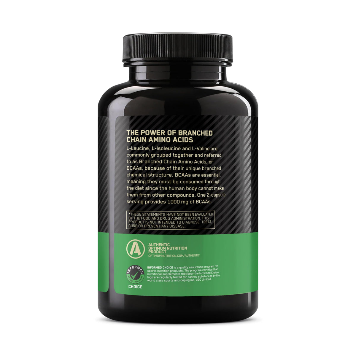 Capsules BCAA Optimum Nutrition 1000mg sur un fond neutre