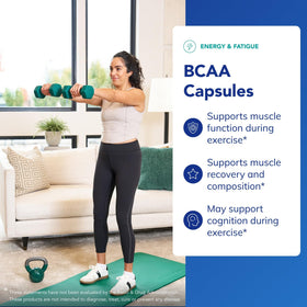 Capsules BCAA Pure Encapsulations sur un fond blanc
