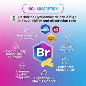 Capsules Berberine HCl Nature's Nutrition sur fond blanc