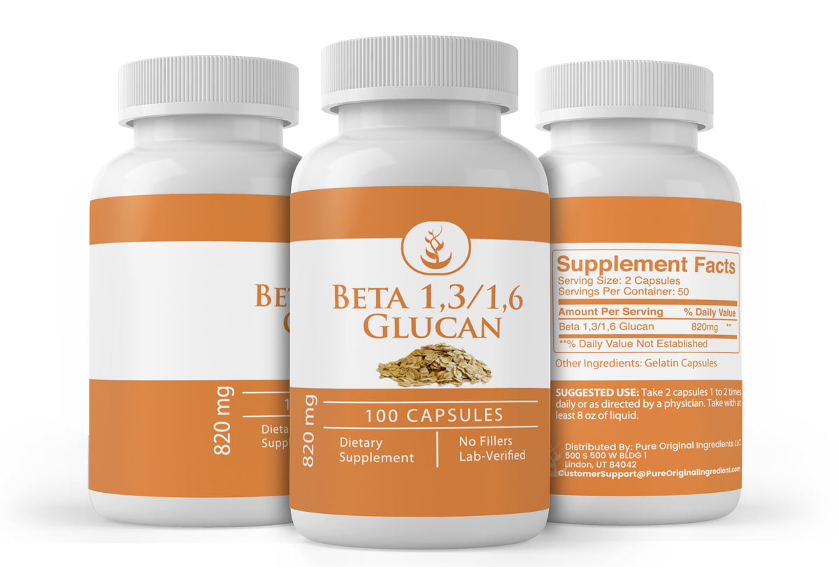 Capsules Beta Glucan 1,3/1,6 sur fond neutre