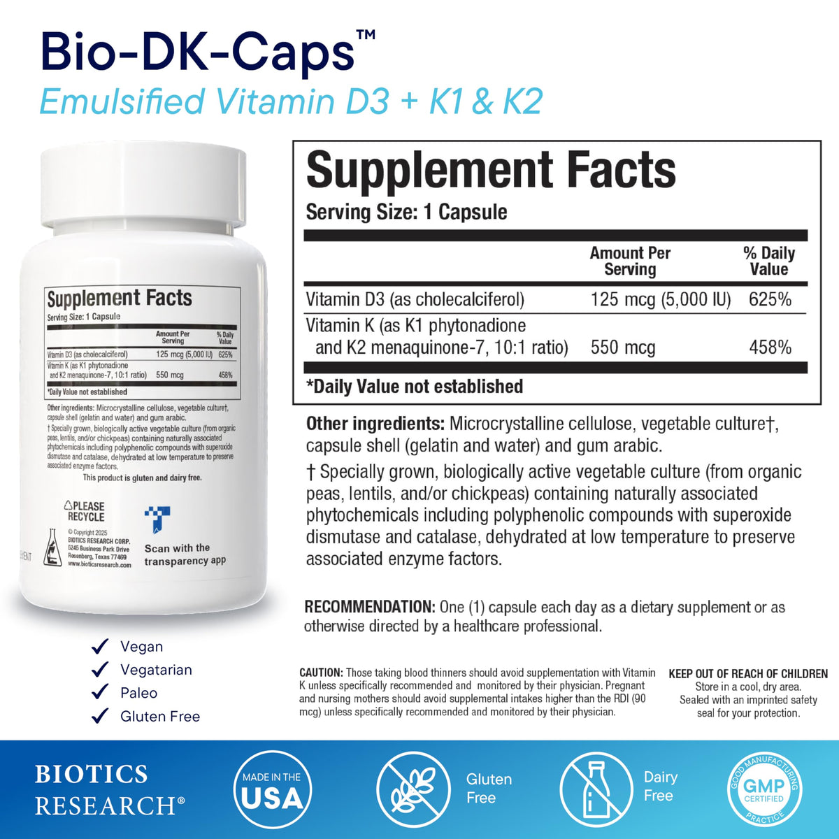 Capsules Bio-DK Caps™ en gros plan montrant leur taille