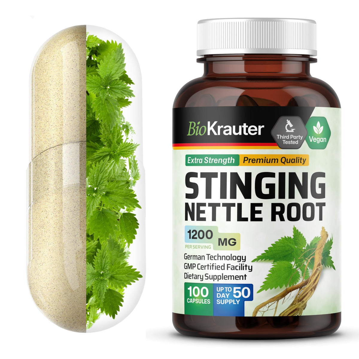 Capsules BIO KRAUTER de pousse d'ortie, vue de face