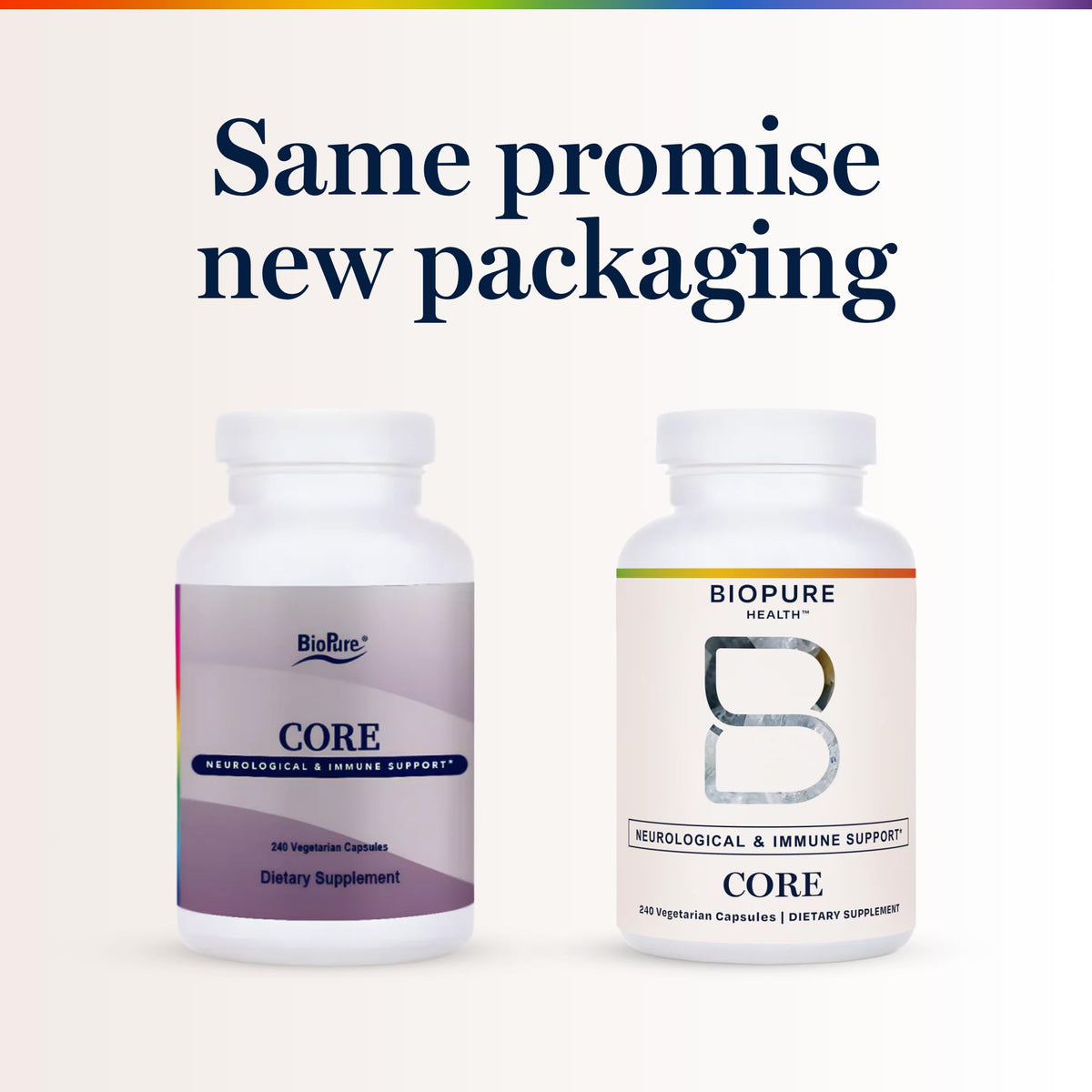 Capsules BioPure Core sur une surface blanche