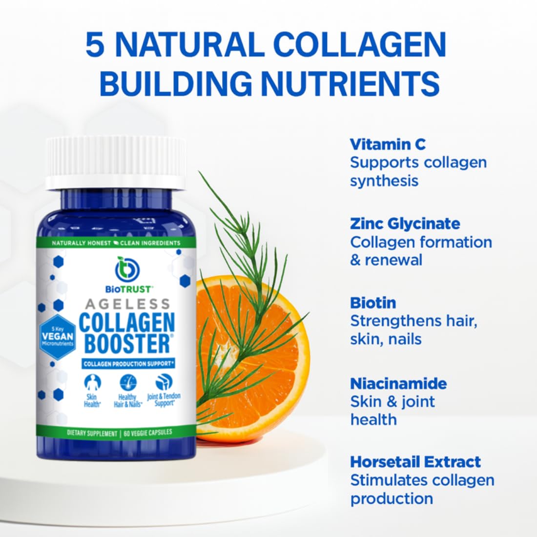 Capsules BioTrust Collagène Végétal dans une main
