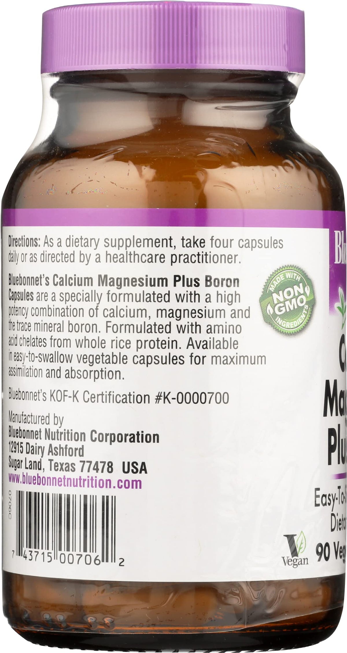 Capsules BlueBonnet Calcium Magnésium Plus Bore dans un bol