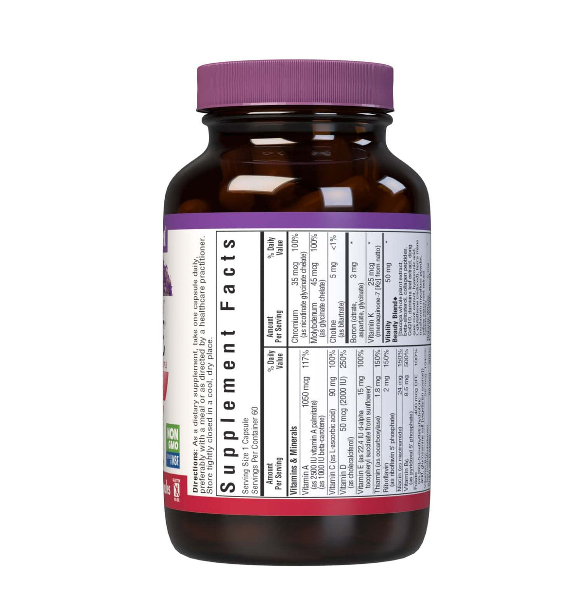 Capsules BlueBonnet Ladies ONE 40+ dans un verre d'eau