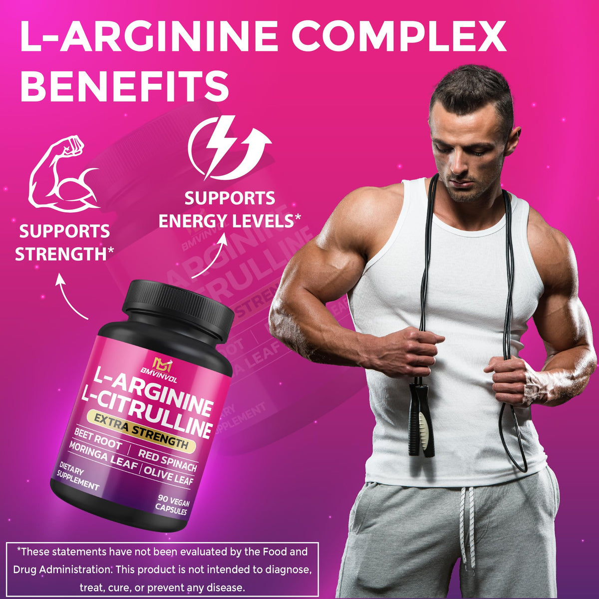 Capsules BMVINVOL L-Arginine sur une table
