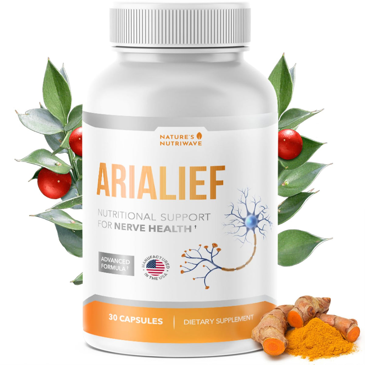 Capsules botaniques Arialief de Nature’s NutriWave, vue de face