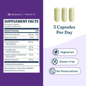 Capsules Breathe-X LifeSeasons avec étiquette visible