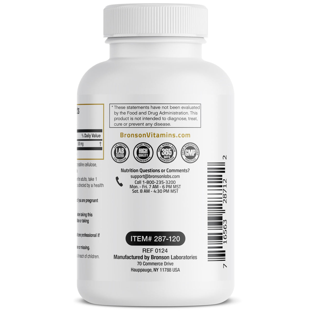 Capsules Bronson Acétyl L-Carnitine 500 mg avec un verre d'eau