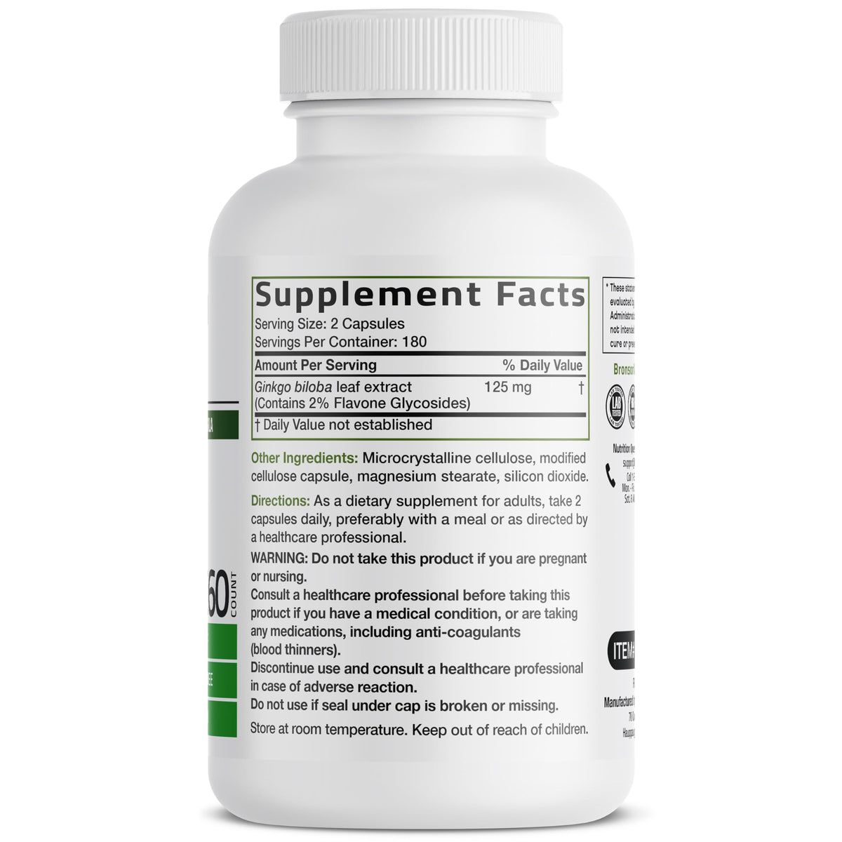 Capsules Bronson Ginkgo Biloba dans leur flacon
