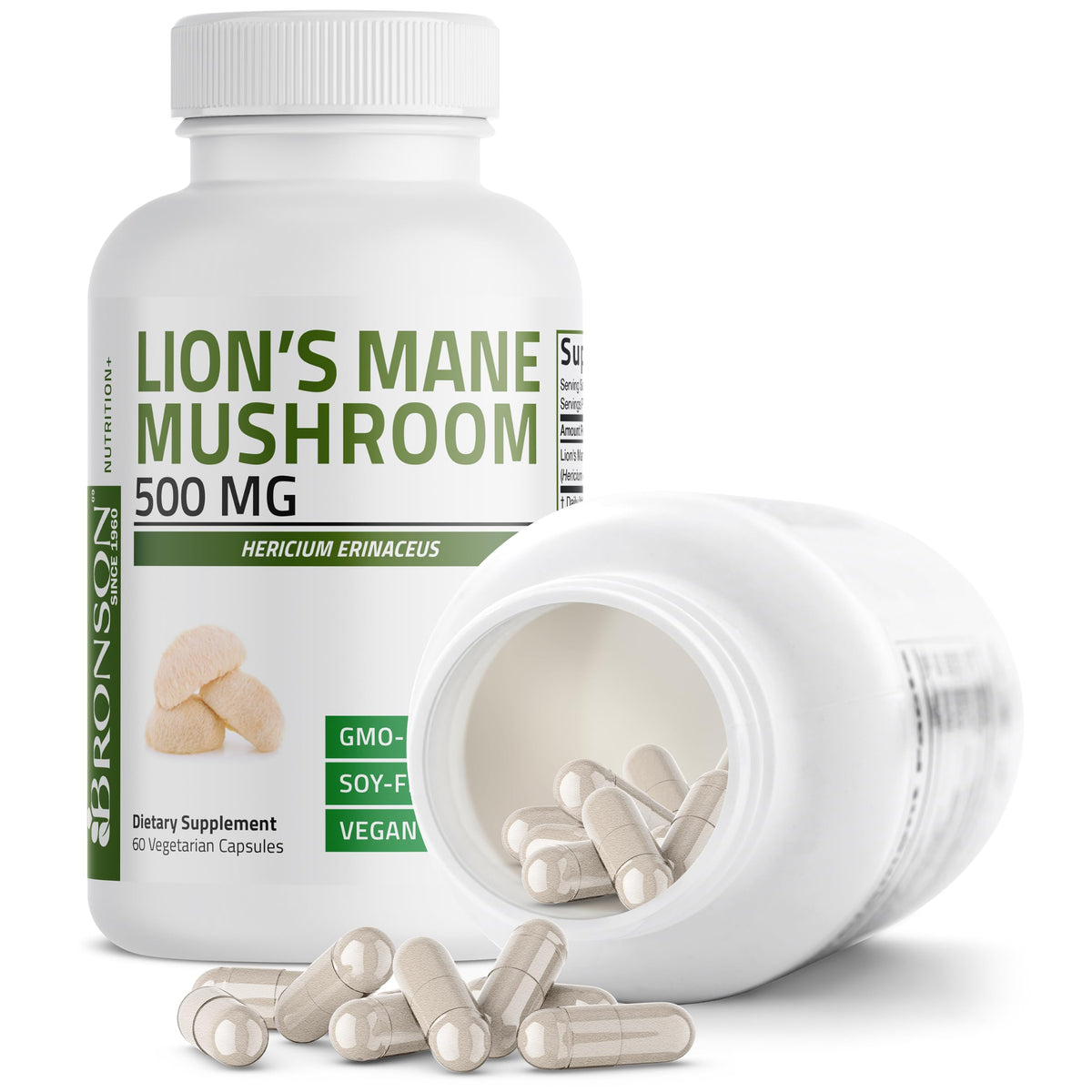 Capsules Bronson Lion's Mane 500mg dans un bol