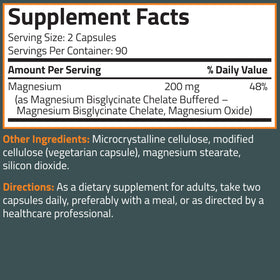 Capsules Bronson Magnésium Glycinate 200 mg près d'un verre d'eau